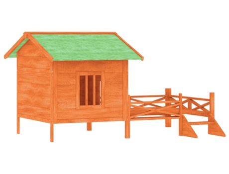 Caseta para perros madera maciza de pino marrón (159x120x88,5 cm)