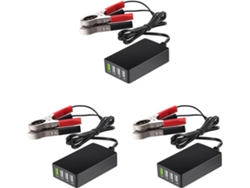 Fuente De Alimentación Portátil De Cc 3x Con Clip Para Batería, Cargador Usb De 4 Puertos De 12 V 24 A A 5 A, Adaptador Multipuerto