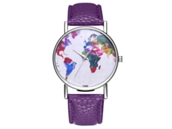 Reloj Analógico De Cuarzo Con Correa De Cuero Pu Para Hombre Deportivo (morado)