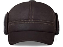 Casquette De Baseball En Cuir Véritable Homme Con Cache-oreilles Fausse Fourrure – Chaleur