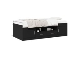 Maison Exclusive - Sofá Cama Con Cajones Sin Colchón Negro 100x200 Cm