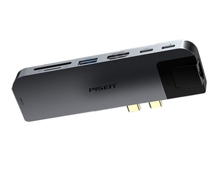 Adaptador PISEN Nj-Tc23 8In1 Tipo-C a Thunderbolt3 2Usb3.0 Usb2.0 HDMI Sd/TF Usb-C 1000Mbps para Huawei Macbookpro/Air