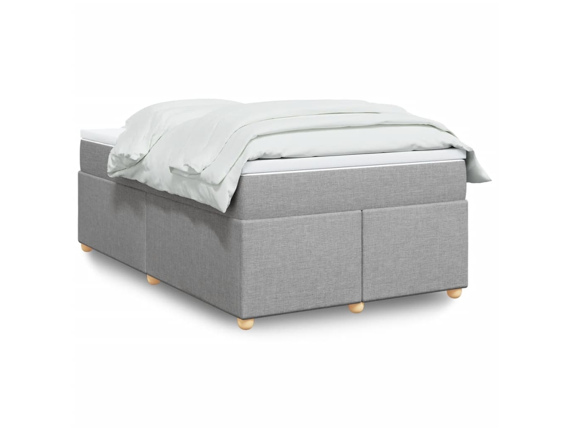 Cama Box Spring Con Colchón Tela Gris Claro 120x200 Cm