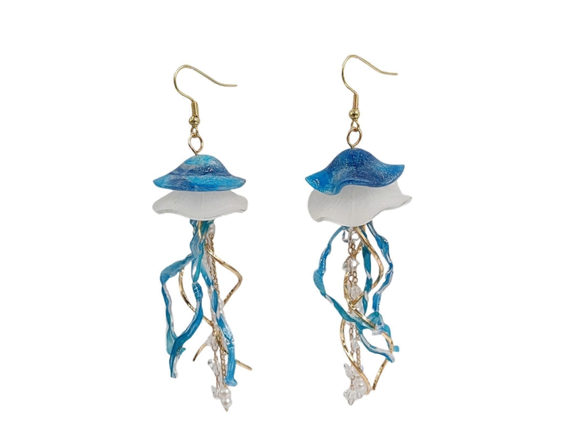 Pendientes de medusa azul a la moda, accesorios para amantes de la naturaleza, cómodos y prácticos para el día a día. Rosewell