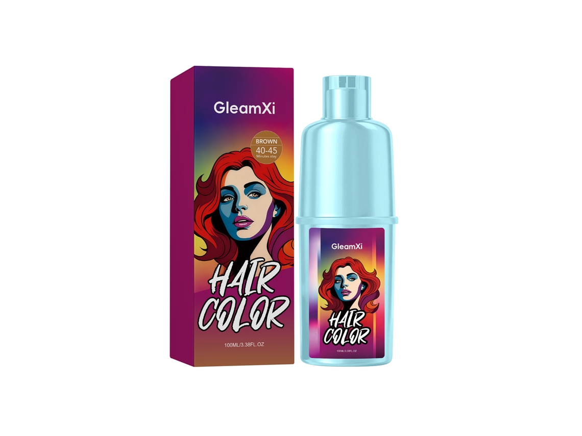 Tinte para el cabello Gleamxi con extracto de plantas, color marrón natural, fácil de usar para principiantes.