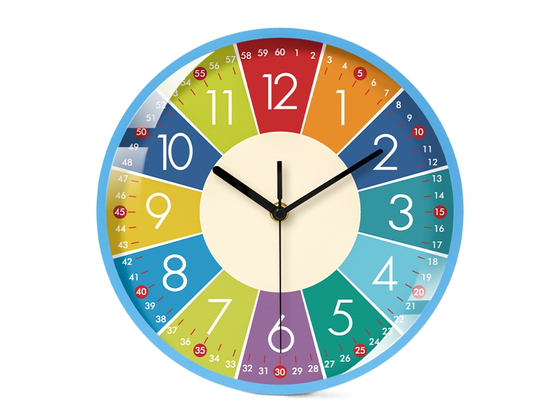 Reloj de aprendizaje para niños, silencioso, sin tictac, colorido, para el aula o para jugar. Jeiibrzui