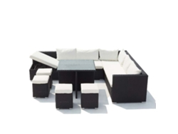 Conjunto de Jardín CONCEPT U Fidji (Negro y Blanco - Resina - 220x75x65 cm)