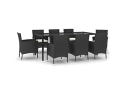 Maison Exclusive - Set De Comedor De Jardín 9 Pzas Y Cojines Ratán Sintético Negro