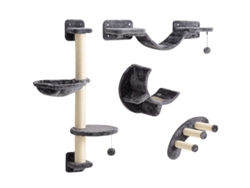 Muro De Escalada Para Gatos, 4 Piezas, Puente De Red, Gris, 5 Kg