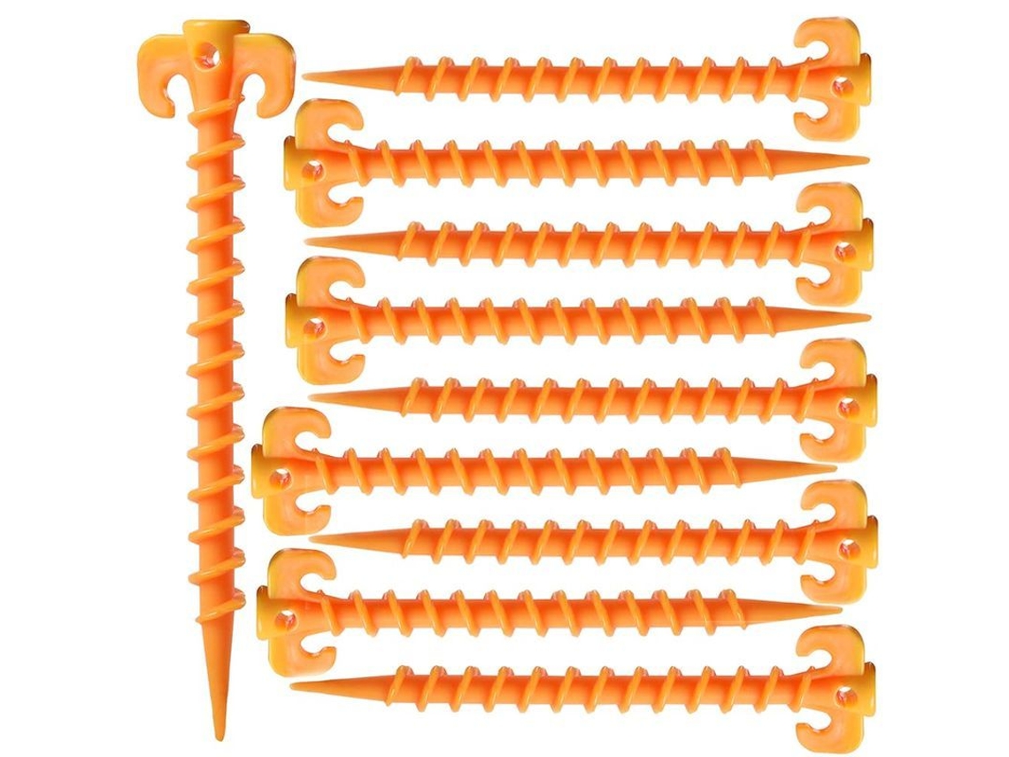 10 Clavos De Tienda De Camping De Plástico Resistente Tornillo Espiral Amarillo 20cm