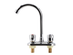 Grifo de baño ahorrador de agua de dos manijas con centro plateado