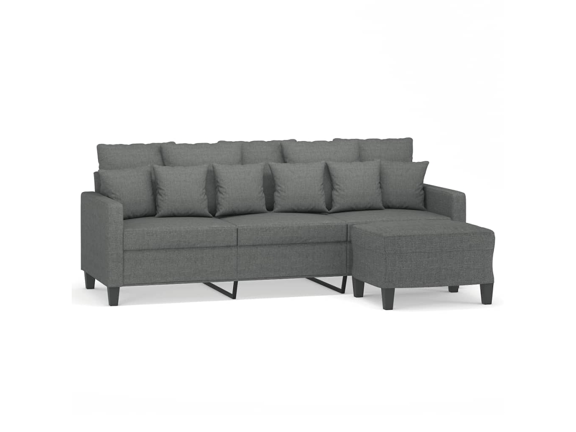 Maison Exclusive - Sofá De 3 Plazas Con Taburete De Tela Gris Oscuro 180 Cm
