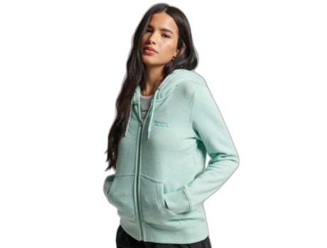 Sudadera con Capucha de Mujer SUPERDRY Cremallera Logotipo Essential Verde (XL)
