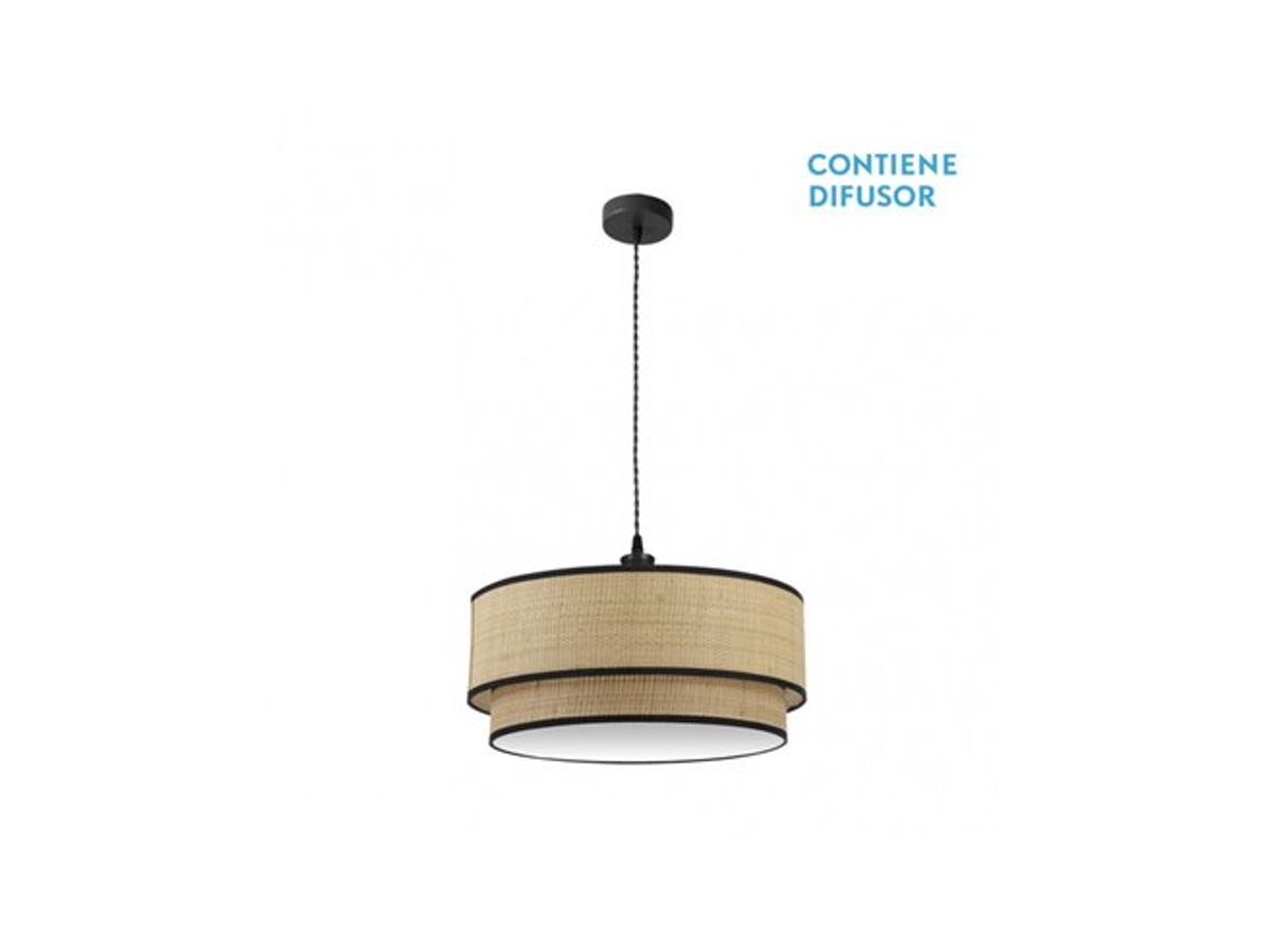 Lámpara colgante Roque 3xe27 Natural/negro Regx60x60 Cm Fabrilamp