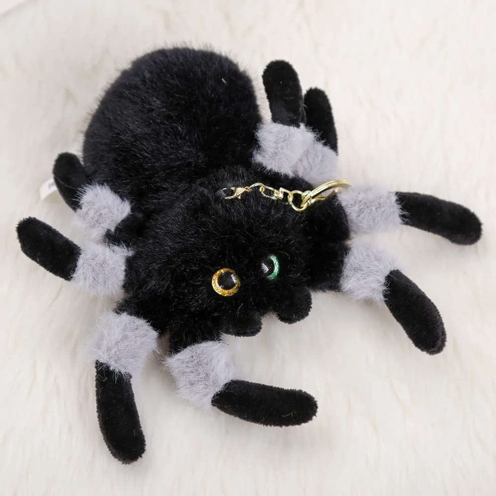 Llavero De Araña De Algodón Pp (gris), Araña Con Ojos De Color Que Simula De Forma Realista.
