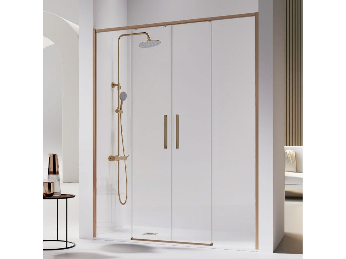 Frontal De Ducha 2 Fijos + 2 Puertas Correderas 150-152.6 Cm Delta 2 Bronce
