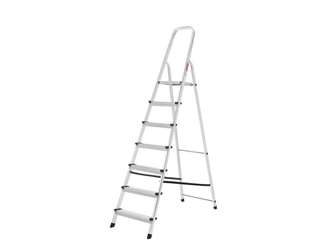 Oryx escalera aluminio 7 peldaños plegable, uso doméstico, antideslizante, ligera y resistente