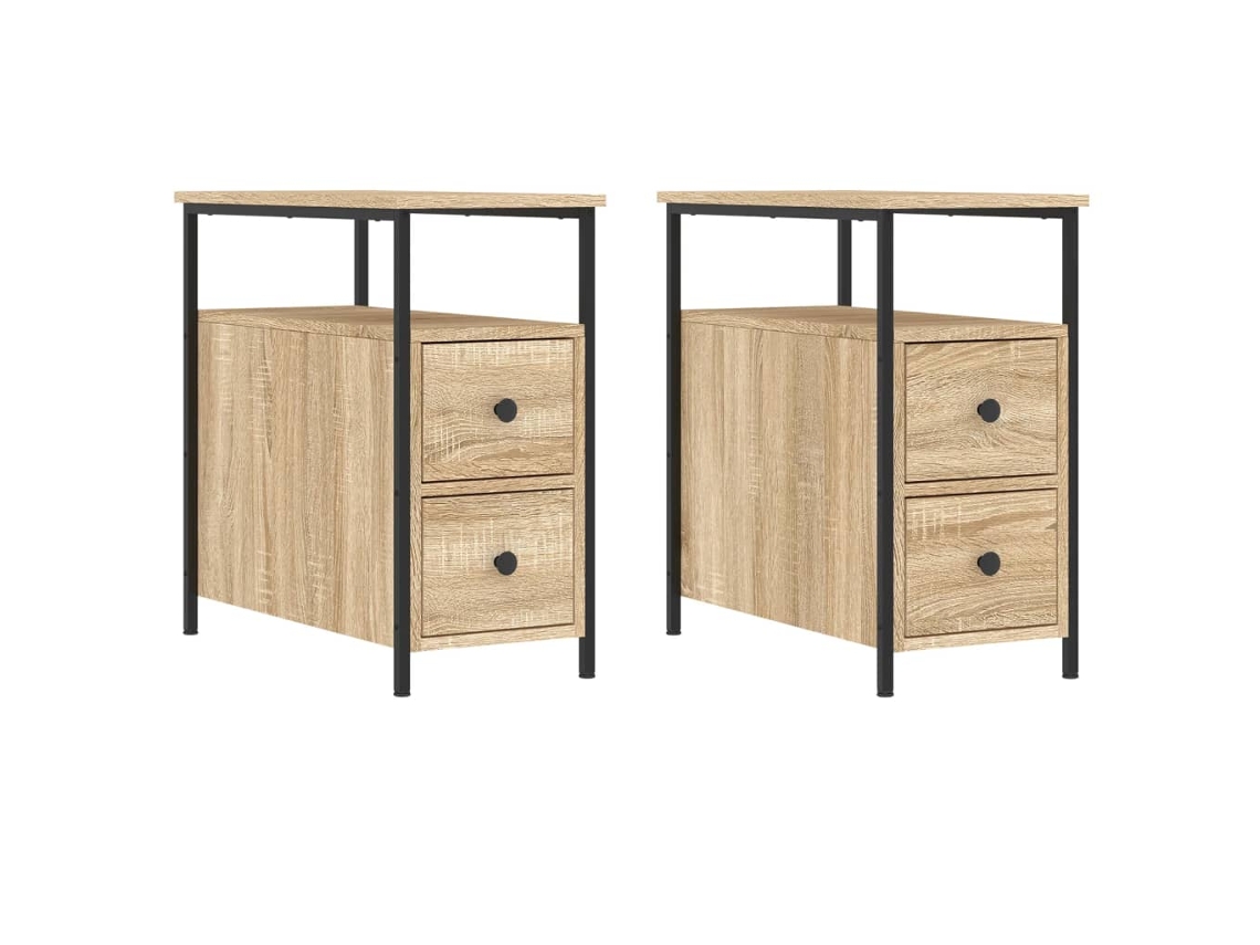 Maison Exclusive - Mesitas Noche 2 Uds Madera Ingeniería Roble Sonoma 30x60x60 Cm