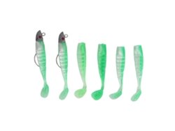 Danu26-2 Box Imitación De Cebo De Pesca Suave Silicona Swimbait Para Agua Salada Y Dulce Color Verde Guisante