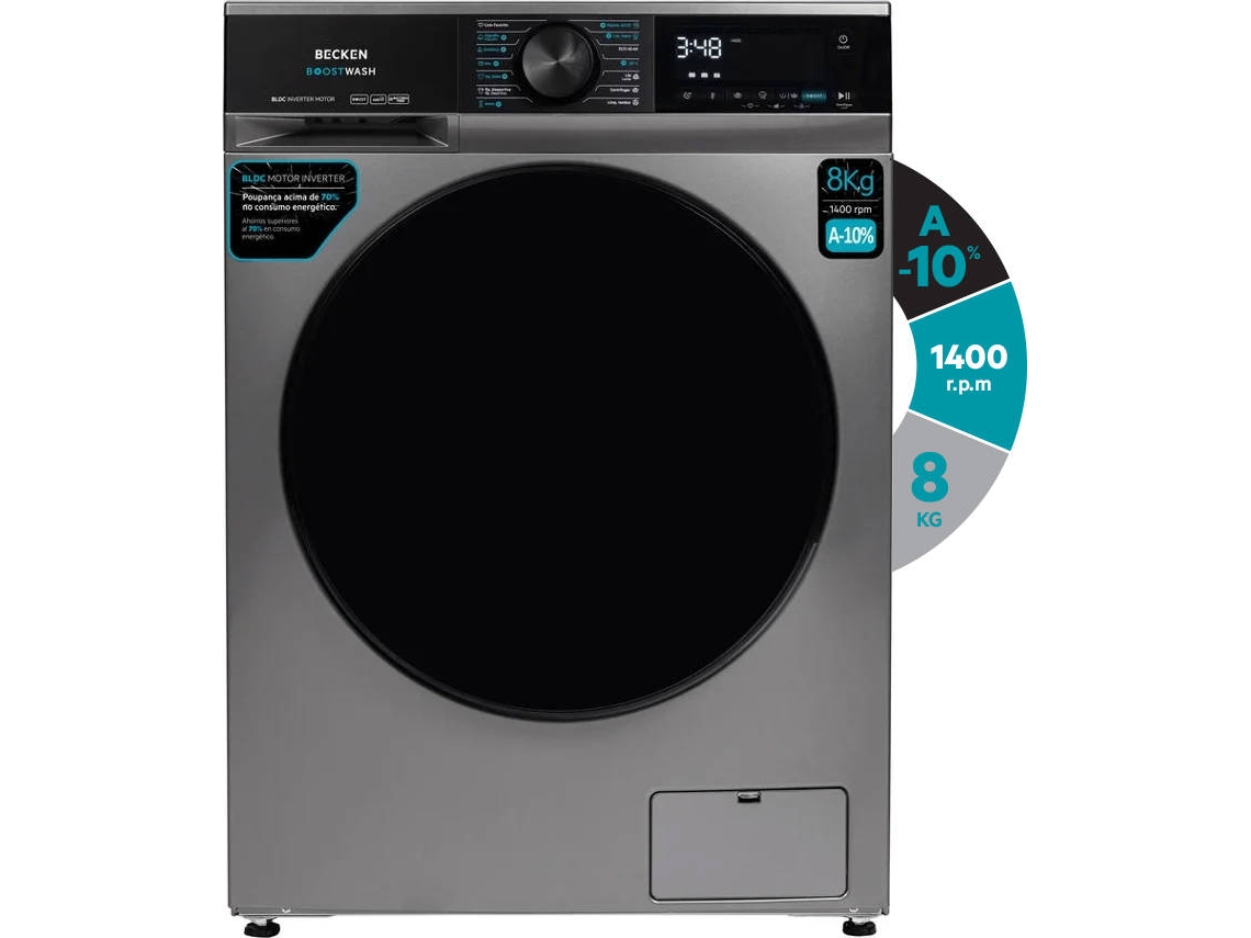 Lavadora BECKEN Boostwash BWM8812N (8 kg - 1400 rpm - Inox)