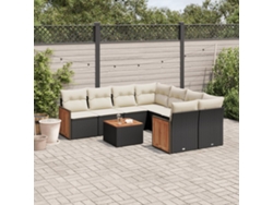 Conjunto de sofás de jardín de 9 piezas DKD Home Decor con cojines de mimbre negros