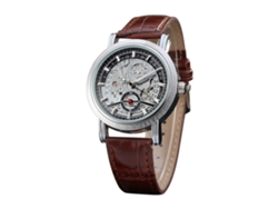 Reloj De Pulsera Mecánico Automático Winner Con Correa De Piel Sintética Negra Y Marrón.