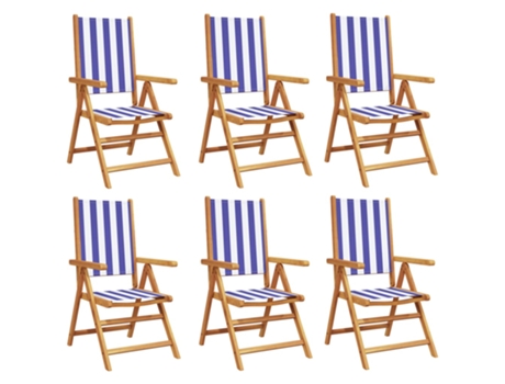 Conjunto 6 Silla De Jardín VIDAXL Azul Madera