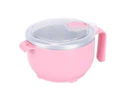 Tazón de sopa rosa de acero inoxidable de 900 ml con tapa para comida, fruta y pasta