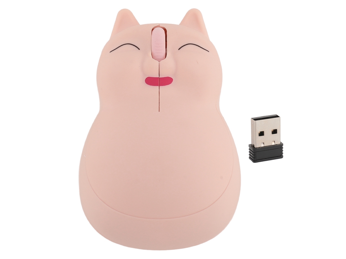 Ratón Inalámbrico Ergonómico Con Forma De Gato De Dibujos Animados, 2,4 Ghz, Usb, 1600 Dpi Para Pc, Windows Os X, Color Rosa.