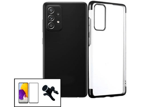 Kit Protector de Cristal Templado 5D Full Cover, Funda SlimArmor y Soporte Magnético de Coche Reforzado Samsung A52s 5G PHONECARE Negro