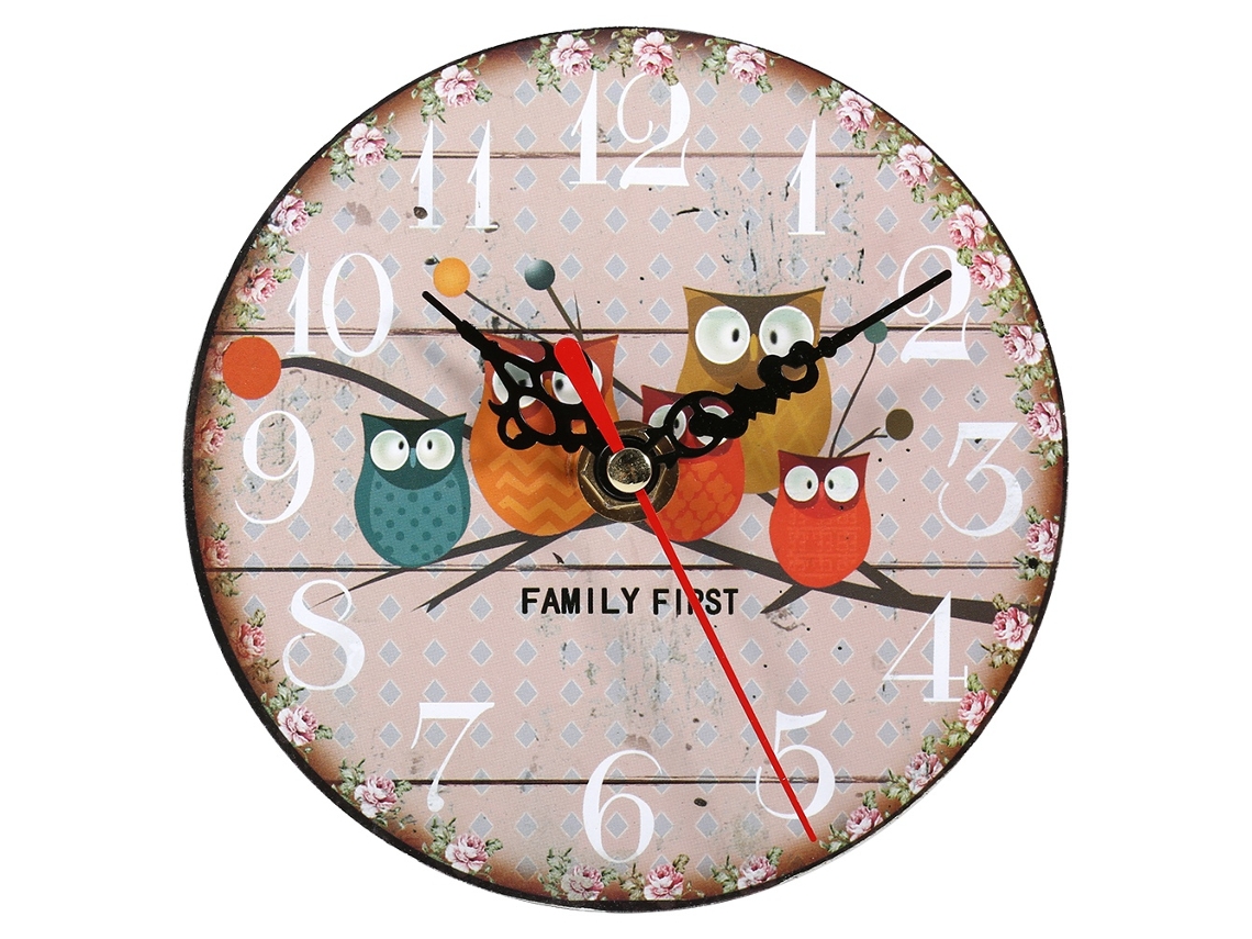 Reloj de pared redondo creativo en forma de búho antiguo, ideal para la decoración del hogar y la oficina.