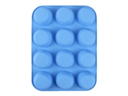 Molde redondo de silicona suave para cupcakes (12 piezas), antiadherente, para cupcakes, muffins, gelatina, jabón y velas, color azul