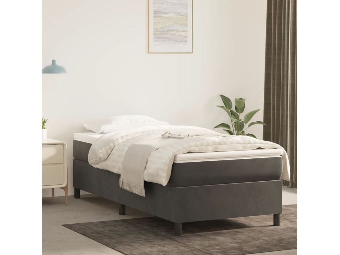 Estructura De Cama Sin Colchón Terciopelo Gris Oscuro 80x200 Cm