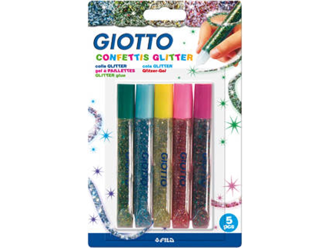Bolígrafo Glitter GIOTTO Glue Confettis (5 unidades - 10,5 ml)