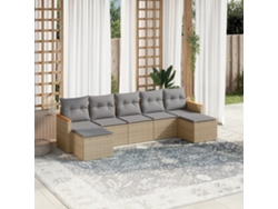 Conjunto de sofá de jardín de 7 piezas con cojines en mimbre beige mixto de DKD Home Decor