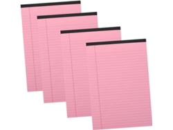 Bloc de notas rayado rosa, desmontable y recargable, compuesto por 4 piezas, ideal para el trabajo, Gokoco