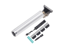 Cortapelos Inalámbrico Recargable Con Cuchilla De Aleación De Aluminio, Cuchillas En Forma De T Y Peines Plateados Profesionales.