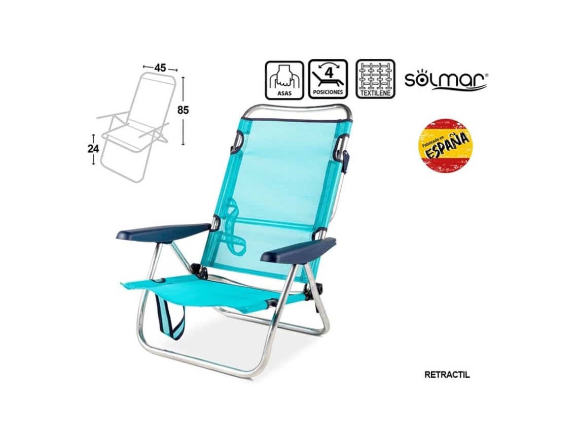 Silla de playa reclinable de aluminio Solmar Bestway Elsa turquesa
