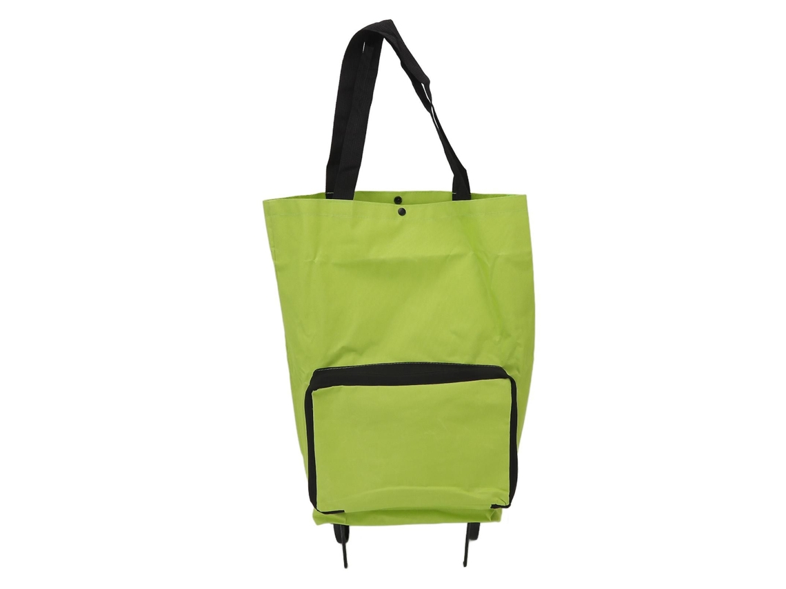 Carrito de compra plegable con ruedas, gran capacidad, multifuncional, ligero, fabricado en tela verde resistente, ideal para ir de compras y para el uso diario.