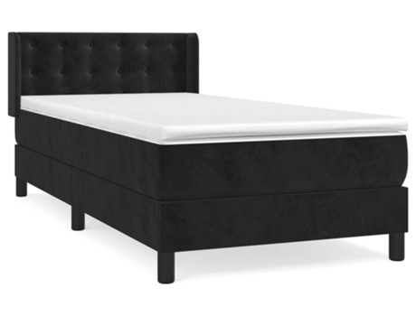 vidaXL Cama con somier y colchón terciopelo negro 90x200 cm