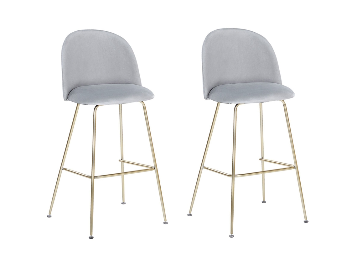 Conjunto de 2 sillas de bar BELIANI Arcola de Terciopelo Gris 52x54x114