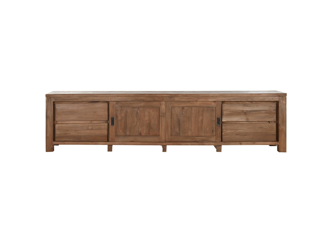 Mueble Tv Teca Reciclada 2 Purt 4 Caj 250x45x60cm