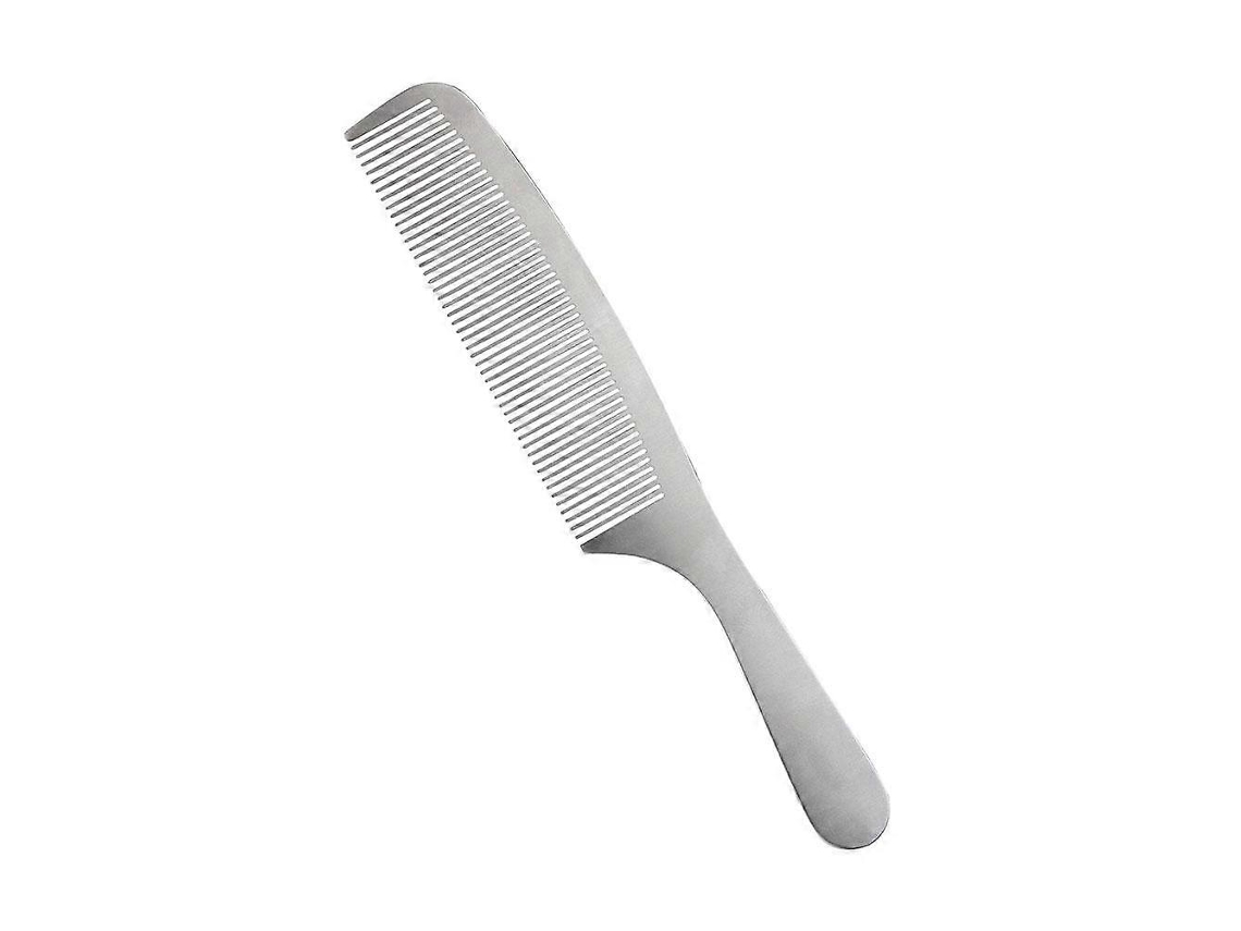 Peine plano de acero inoxidable, antiestático, para barberos, peine profesional para cortar el cabello