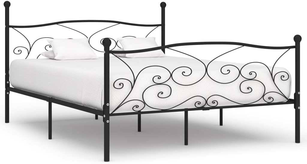 Cama con Somier VIDAXL (Negro - Metal - Compatible con Colchón: 200x200 cm)