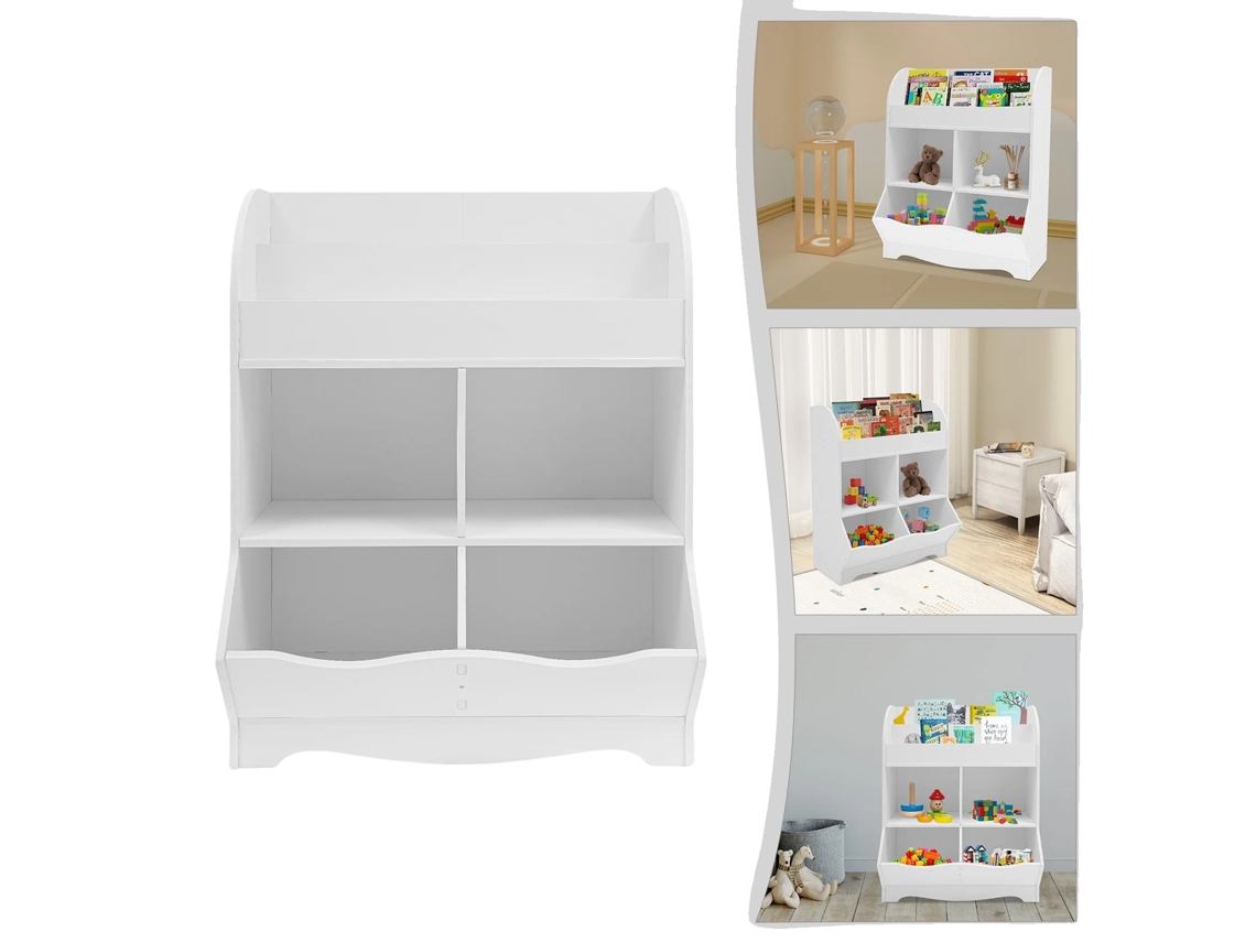 Estantería para juguetes, fabricada en PVC resistente, diseño moderno, de 1 a 5 compartimentos.