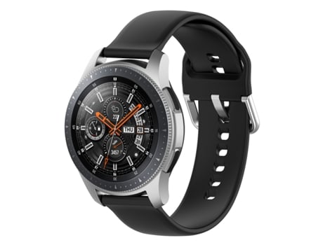 Correa de silicona para reloj inteligente con hebilla plateada universal de 22 mm, Talla: L (negro)