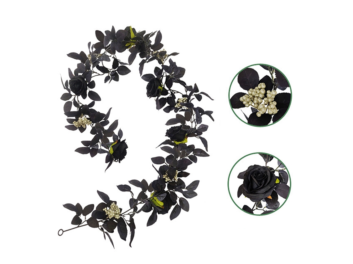 Guirnalda De Rosas Artificiales De 180 Cm, Decorativa Y Colgante Para Halloween Y Navidad.