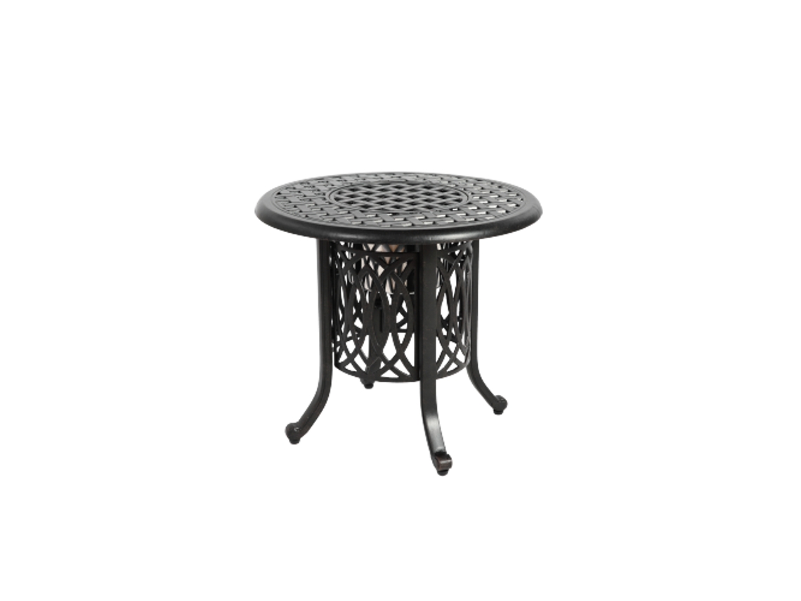 Mesa auxiliar de aluminio con patas ajustables, pequeña mesa de centro para exterior.