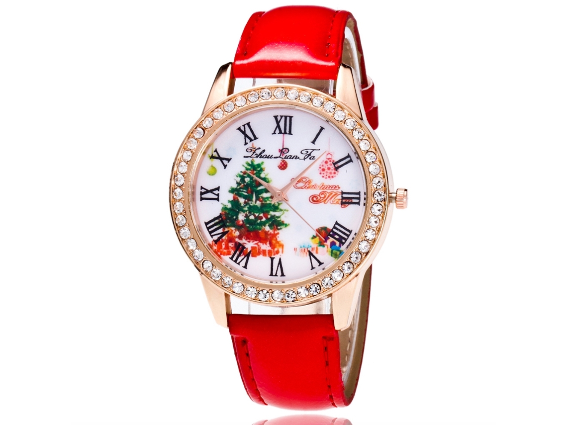 Relógio De Quartzo Feminino Estilo Simples Casual Com Pulseira Pu E Strass Presente Para Mulher Roxo