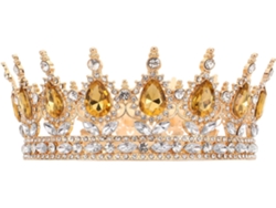 Corona Nupcial Barroca Retro En Oro Y Diadema, Elegante Corona Real.